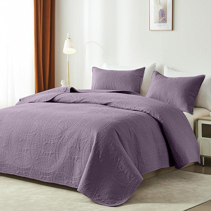 akkialla 118"x106" Grayish Purple California King Quilt Set, Oversized - Image 2