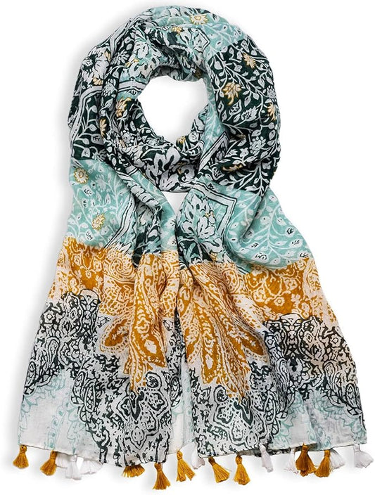 Scarf for Women Lightweight Soft Floral Leopard Printed Scarves Fall Winter Fashion Shawl Wrap with Fringe