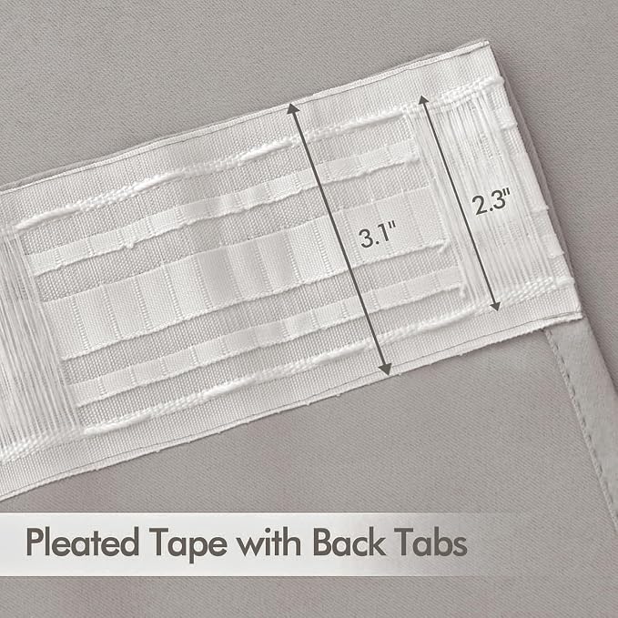 MIULEE Cobblestone Back Tab Blackout Curtains 52x108 Inch Long 2 Panels Set | - Image 2
