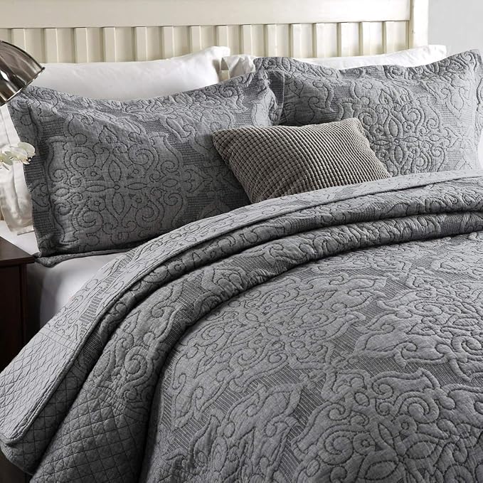 3-Piece King Quilt Set Quilted Bedspread Oversized Microfiber Lightweight - Image 3