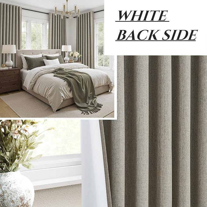 Grey Green Blackout Linen Curtains 96 Inches Long - Image 5