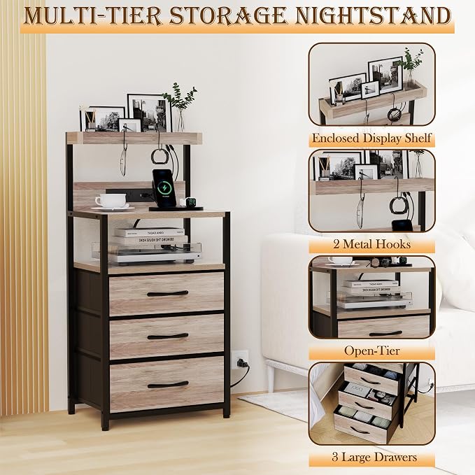 SZLHANJZ Nightstand Set of 2, - Image 6