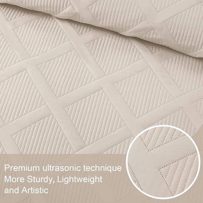 Exclusivo Mezcla Quilt King Size, Brich Beige | Soft Bedspreads - Image 4