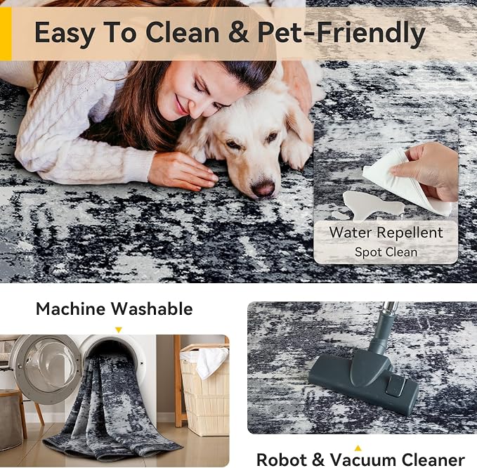 RELEANY Washable 3'x5' Abstract Area Rug - Image 5