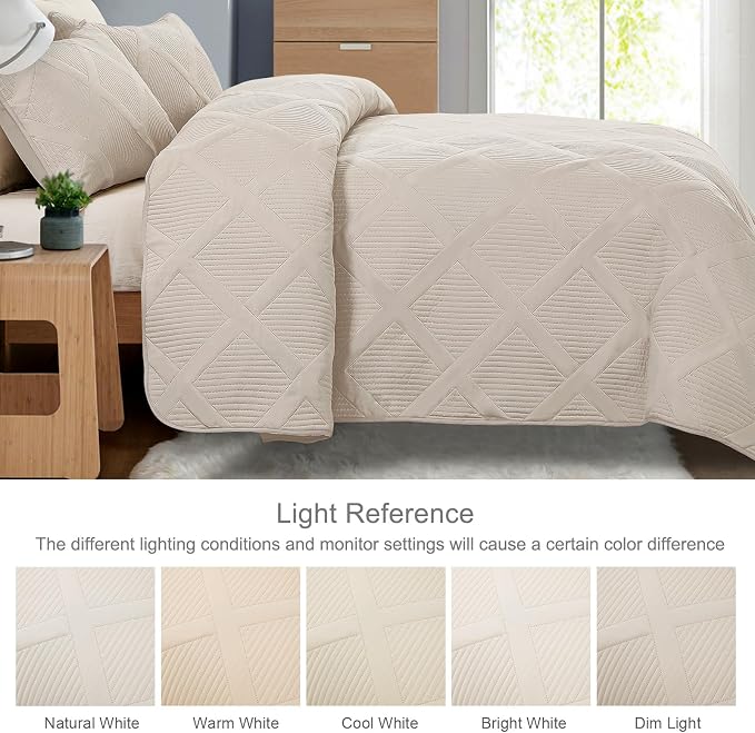 Exclusivo Mezcla Twin Size Quilt Set, Brich Beige | Soft Bedspreads - Image 3