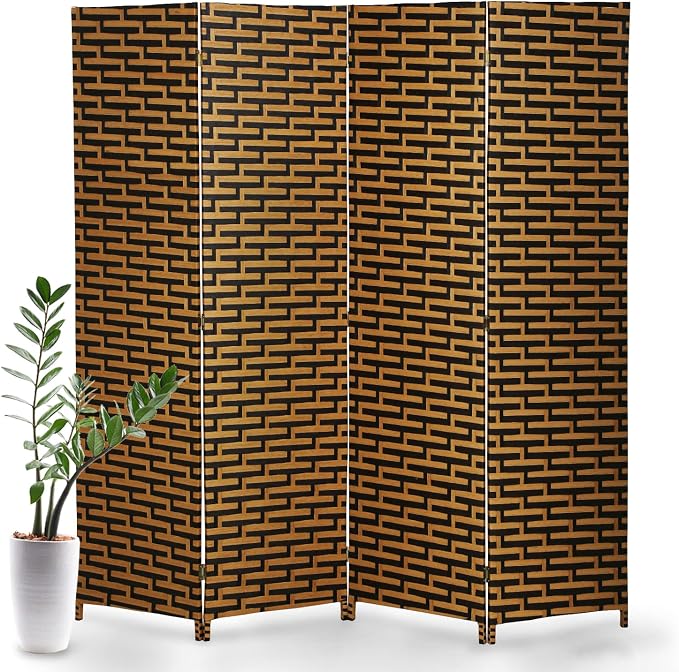 Room Divider, 4 Panels 6FT Folding Privacy Screen Room Divider | Wall Wood Mesh by NChanmar