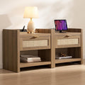 SICOTAS Rattan Night Stand Set of 2, Bedside Table by SICOTAS