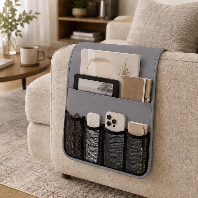 Armchair Caddy for Couch Remote Control Holder Recliner Armrest Organizer Non - Image 7