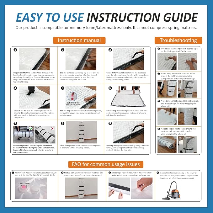 Foam Mattress Vacuum Bag with 4 Adjustable Straps, King/California-King | - Image 7