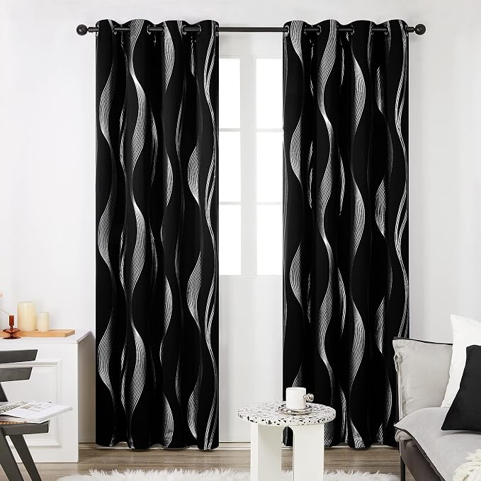 Deconovo Curtains for Living Room, Pattern Blackout Curtains 108 Inch Long | - Image 2