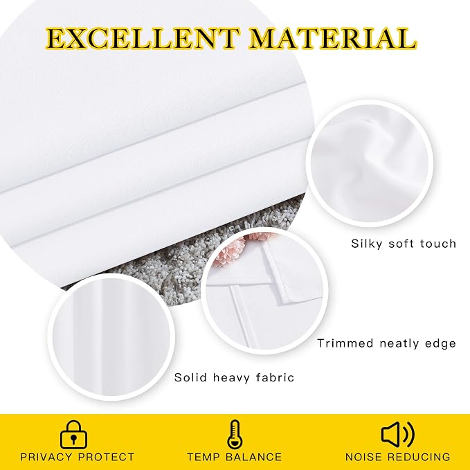 NICETOWN White Living Room Curtains 90 inches Long, Grommet Home Fashion Energy - Image 4