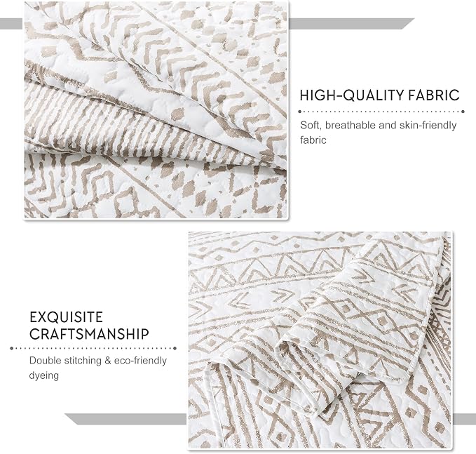 3-Piece King Quilt Set Striped Pattern Microfiber Soft Lightweight Bedding Set - Image 6