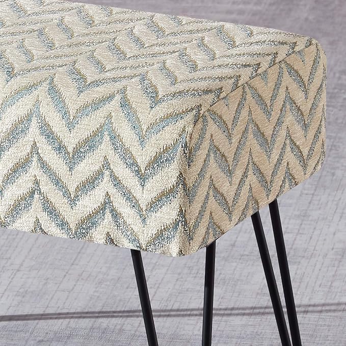 Home Soft Things Jacquard Chenille Ottoman, Arusha-Light Blue, Fuzzy Entry Way - Image 6