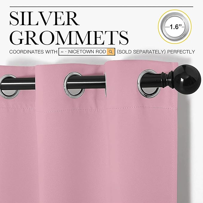 NICETOWN Crystal Pink Blackout Curtains 102" Long - Image 3