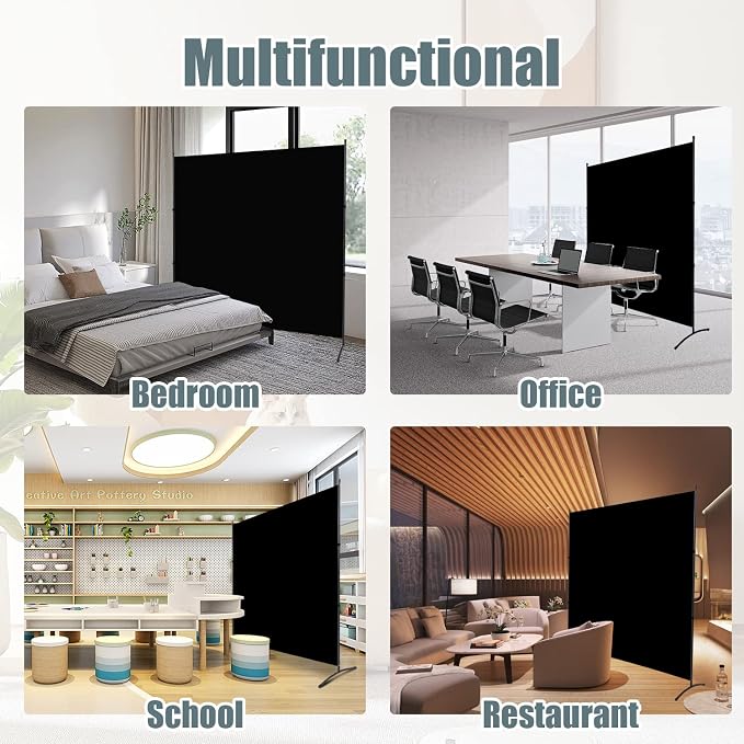 Single Panel Room Divider, No See Through Fabric, Heavy Duty Swivel Feet Base - Image 5