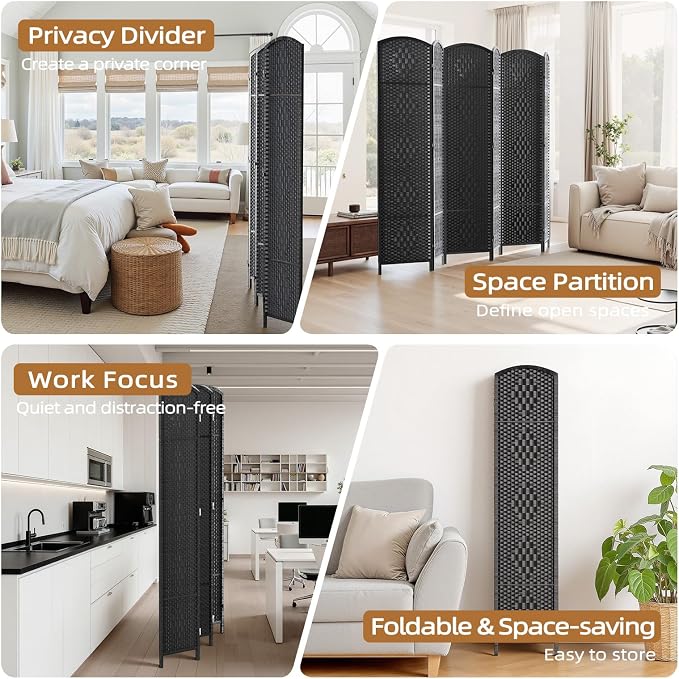 HALLYBEE Room Divider Panel, 6 Panel Partition Room Dividers Screen, Privacy - Image 7