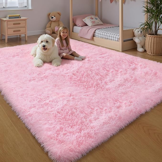6x9 Thick Pink Shag Rug for Girls Bedroom, Soft Plush Fluffy Carpet | Area Rug - Image 8