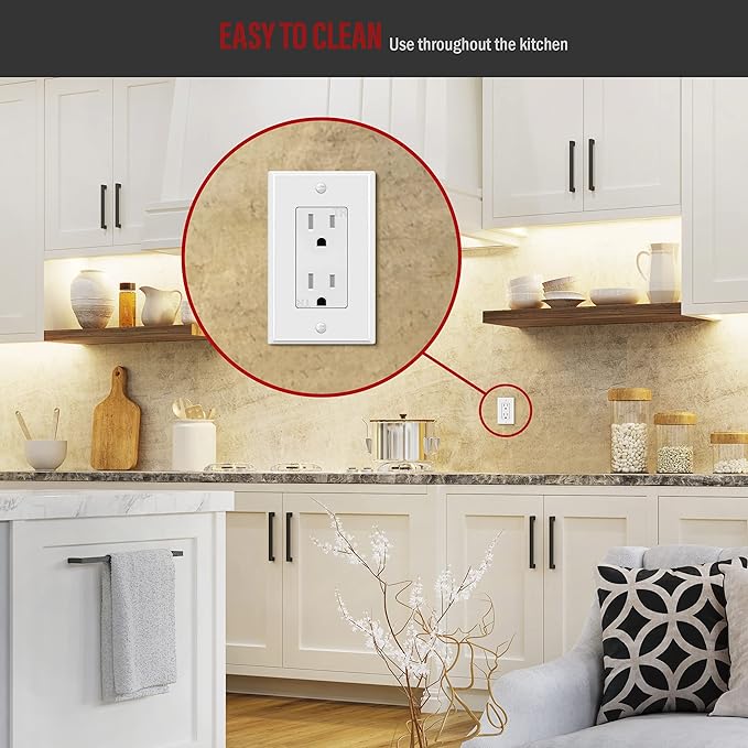 ENERLITES Decorator Switch Metal Wall Plate, Outlet Cover, Corrosion Resistant, Standard Size 1-Gang 4.50" x 2.76", Powder Coated Stamped Steel, 7731-WG, White Gloss