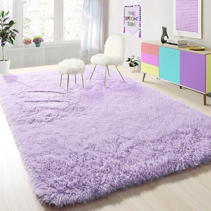 Soft Purple 5' x 8' Rugs for Bedroom Girls, Fluffy Living Room Rugs, Bedside - Image 5