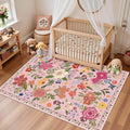 Latte&Fog 3x5 Entryway Area Rugs, Washable Floral Pink Rugs by LatteFog