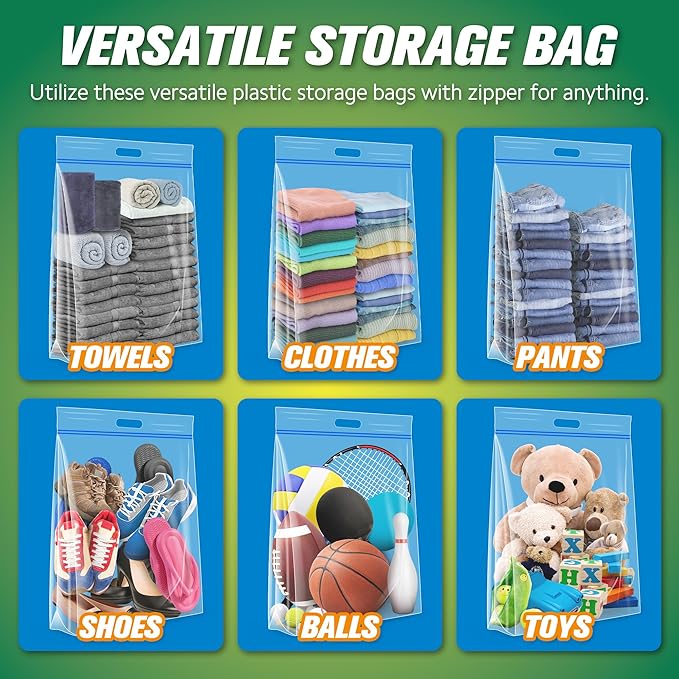 HIBAG 25 Gallon Jumbo Storage Bags, 35” x 24” Resealable Clear Bags - Image 4
