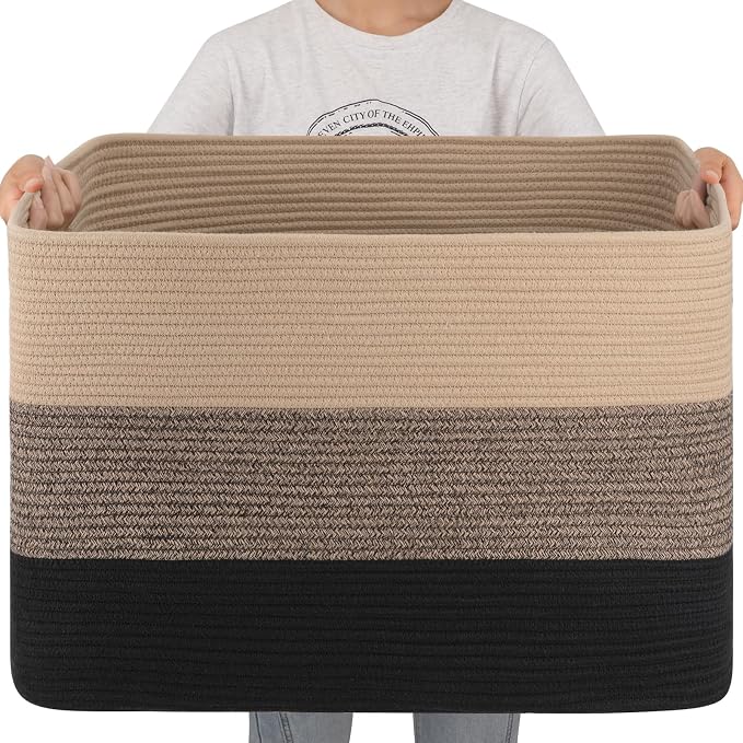 OIAHOMY 108L Extra Large Blanket Basket Dog Toy Basket Yellow Black | Rectangle by MasterofSpaceOptimization