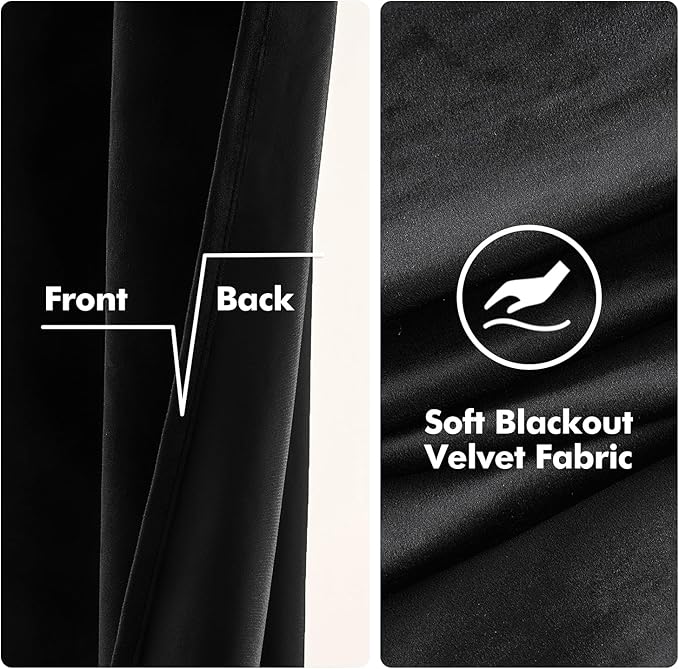 MIULEE Velvet Curtains Halloween Black 66 x 96 Inch Length Set of 2 | Grommet - Image 3