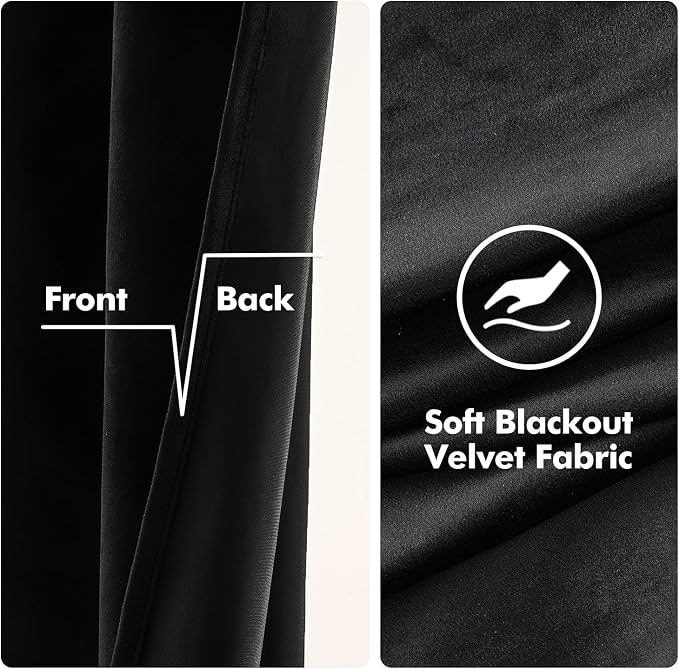 MIULEE Velvet Curtains Halloween Black 52 x 96 Inch Length Set of 2 | Grommet - Image 3