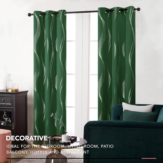 Deconovo Curtains for Living Room, Pattern Blackout Curtains 54 Inches Long | - Image 4
