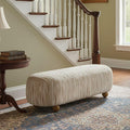 Hyfirm 54" Oatmeal Linen Upholstered Bench – Beige End of Bed Ottoman by Hyfirm