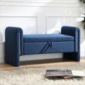 52" Upholstered Storage Bench, Wood Frame | Mid-century storage ottoman bench by CreateYourPerfectSpace