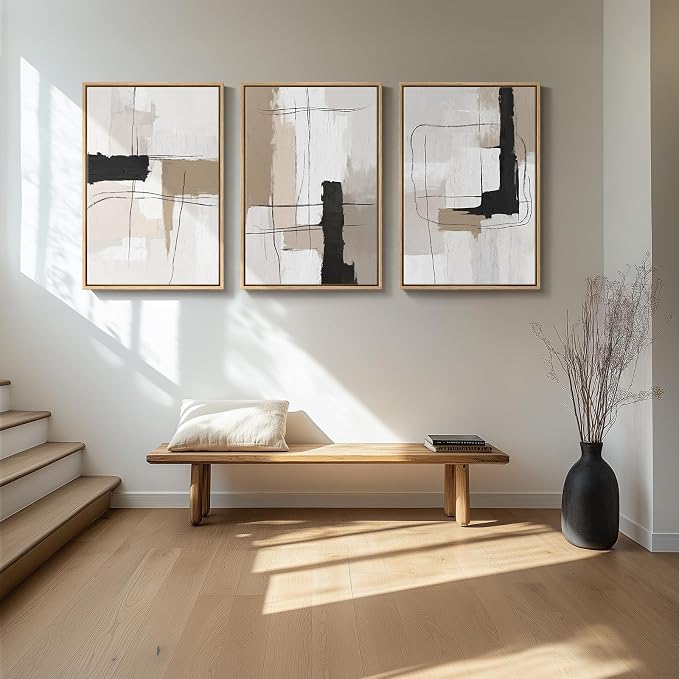 Large Framed Neutral Abstract Wall Art - Image 4