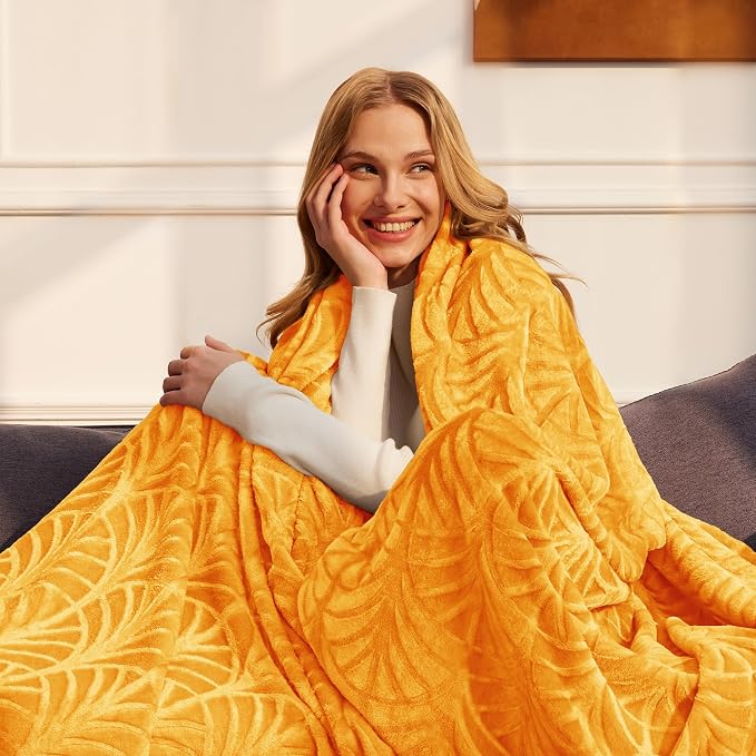 Whale Flotilla Soft Flannel Fleece Bed Blanket Queen Size, Lemon Yellow | Cozy - Image 3