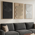 3D Textured Large Framed Boho Neutral Abstract Wall Art Set of 3, 20x30 In | by Cuspin