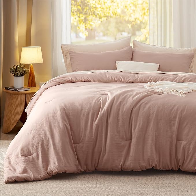 Bedsure Twin/Twin XL Comforter Set, Light Pink Soft Prewashed Bedding - Image 2
