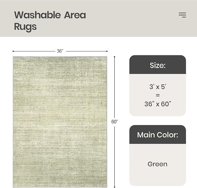 3x5 Area Rug Non Slip, Washable Entryway Rug - Image 2