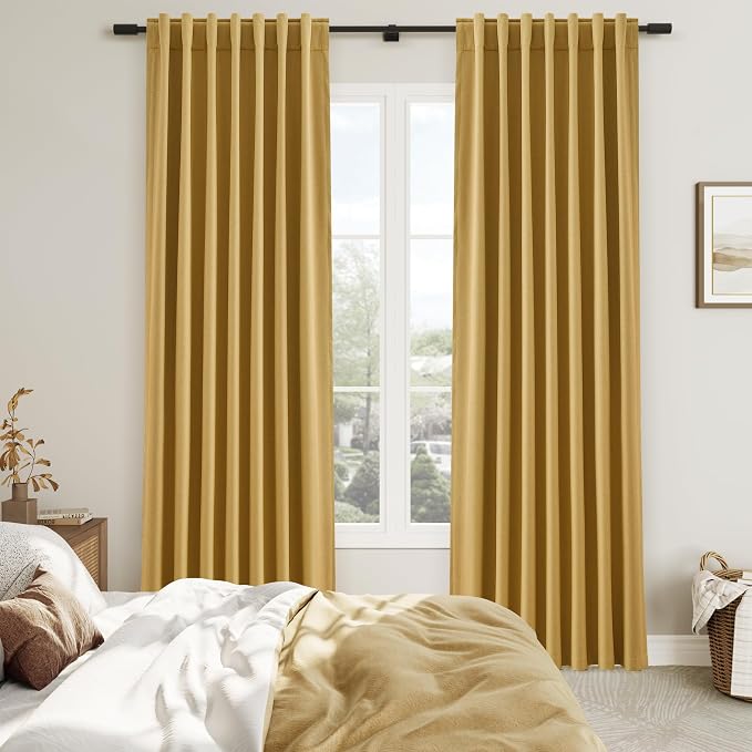Joywell 100% Blackout Linen Curtains 96 Inch Long - Image 6