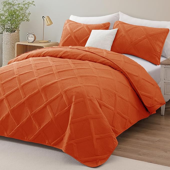 Exclusivo Mezcla Quilts Queen Size, Burnt Orange | Soft Bedspreads - Image 2