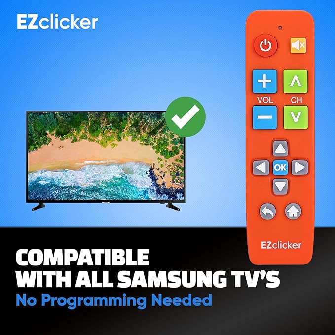 Samsung Replacement TV Remote Compatible with Samsung TV's ONLY (Orange) Big Button TV Remote Control, Simplified and Easy to Use (2xAAA Batteries not Included)