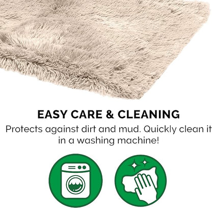 Furhaven Waterproof Throw Blanket for Dogs & Indoor Cats, Washable - Shaggy Plush Calming Long Faux Fur & Velvet Dog Blanket - Taupe, Small