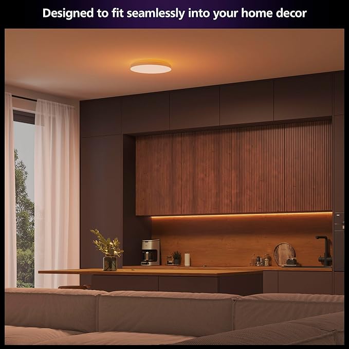 Philips Hue Datura Smart Ceiling Panel (Small Round 2.49in x 15.12in) White & Color Light, Bluetooth Compatible, Voice Control with Alexa, Apple Home & Google Assistant†?