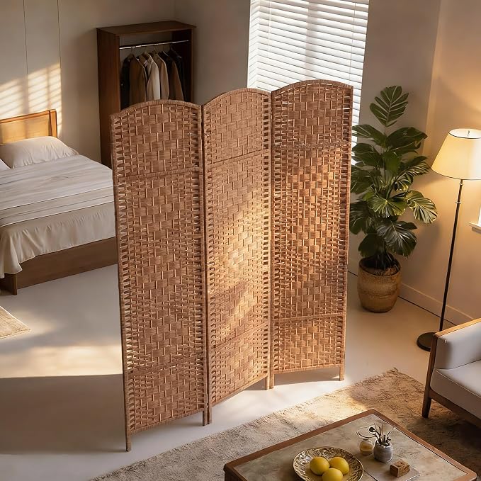 HOMCOM Room Divider 3-Panel, 6FT-Tall Folding Privacy Screen, Natural | - Image 6