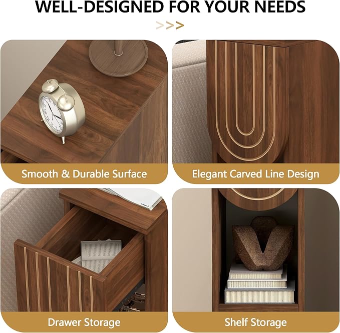 weselon Narrow Nightstand, Mid-Century Modern Bedside Table - Image 5