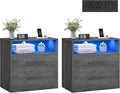 VASAGLE 23.6‑Inch Wide Nightstands, LED Lights, 2 Drawers | Modern Side End by Unknown