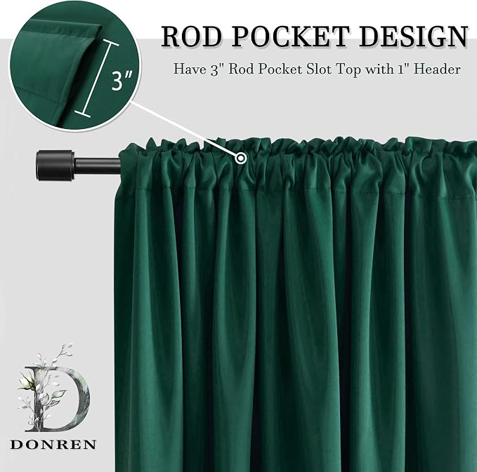Dark Green Blackout Thermal Insulating Window Curtain Panels - Image 4