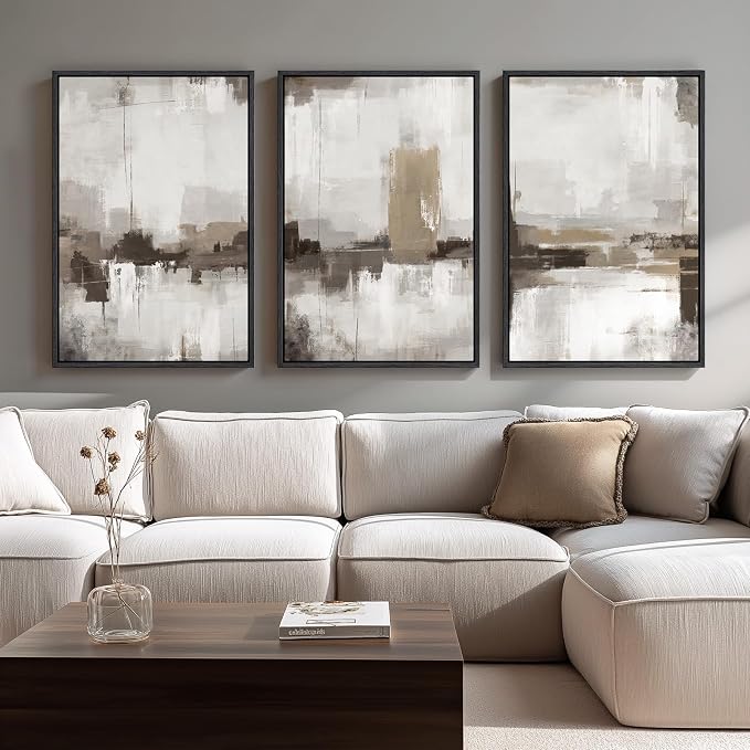 Large Framed Neutral Abstract Wall Art by Cuspin
