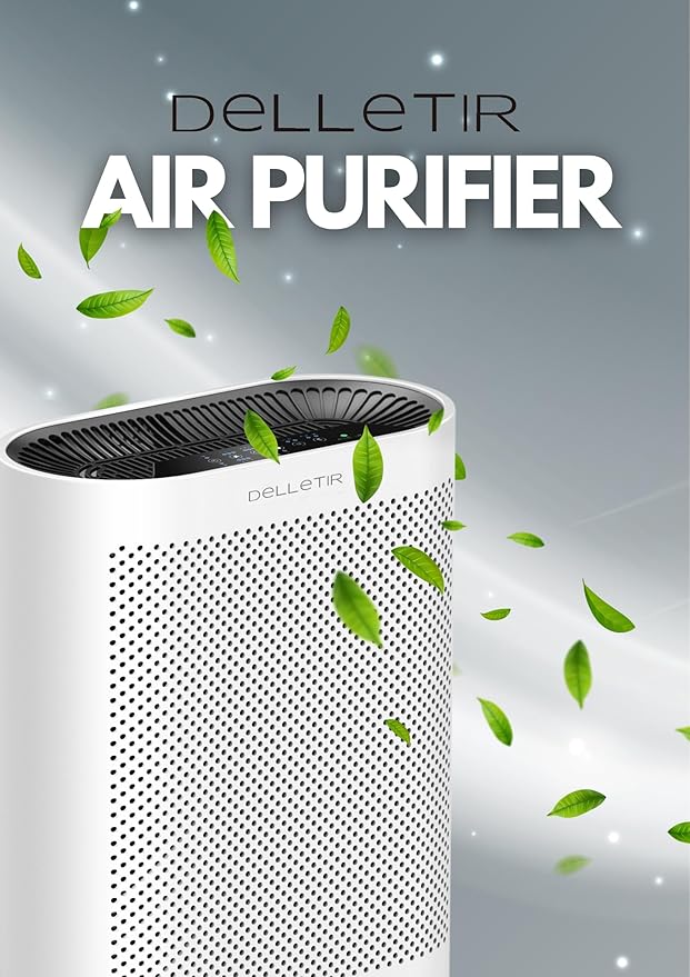 DELLETIR Office Air Purifier with 3-in-1 HEPA Filter Desktop Air Cleaner for Smoke, Dust, Pet Dander, HEPA Air Purifier for Home and Bedroom (EPI810)