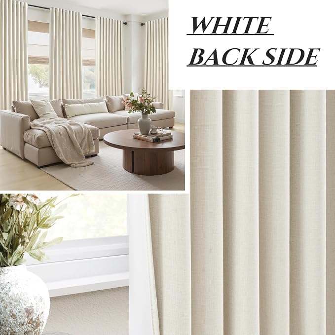 Cute Blackout Curtains 60 Inches Extra Wide Linen 102 Inch Length - Image 7