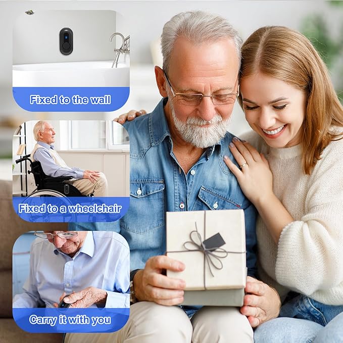 Wireless Caregiver Pager Call Button Nurse Call System 500Ft Range with LED Number Display for Elderly/Patient/Disabled at Home/Hospital/Clinic(6 Waterproof Call Button & 1 Receiver)