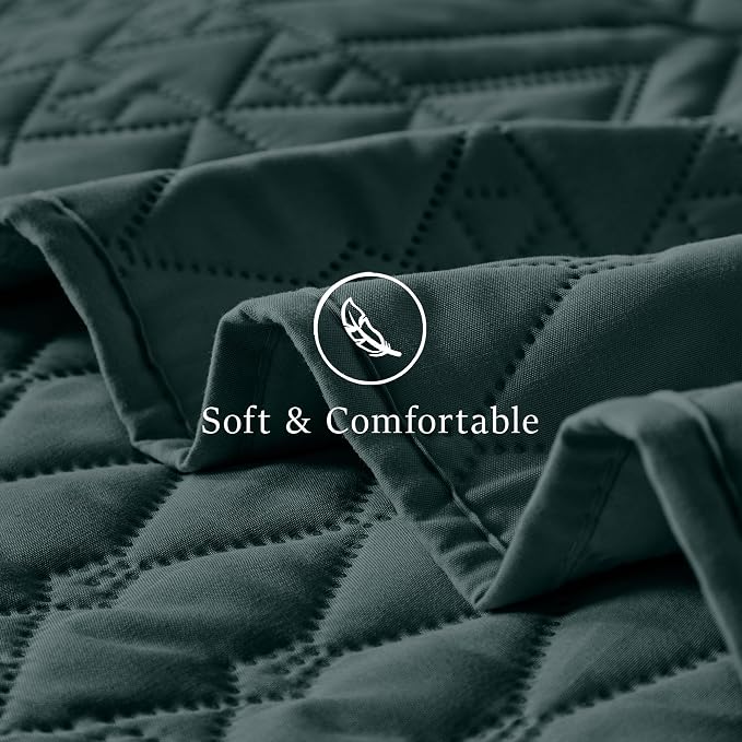 akkialla Full/Queen Size Quilt Bedding Set, Forest Green Lightweight Microfiber - Image 6